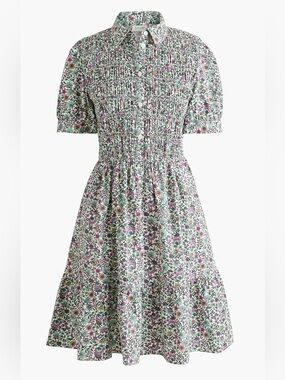 NWOT J Crew short sleeve smocked printed dress.